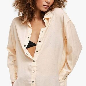 Free People Women's All Smiles Shirt in Ivory Combo
